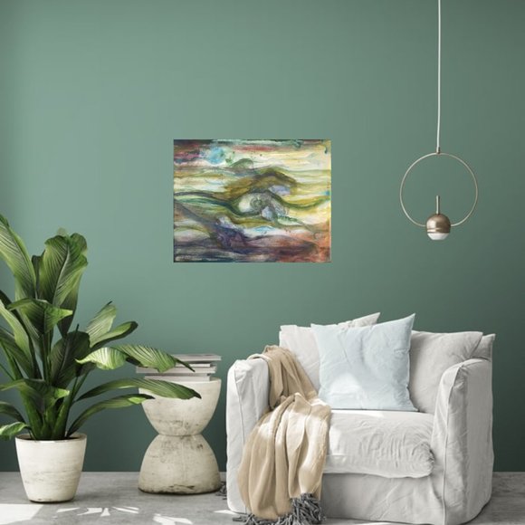Ocean Horses Original Oil Painting Signed by Artist Wall Art Colorful Decor